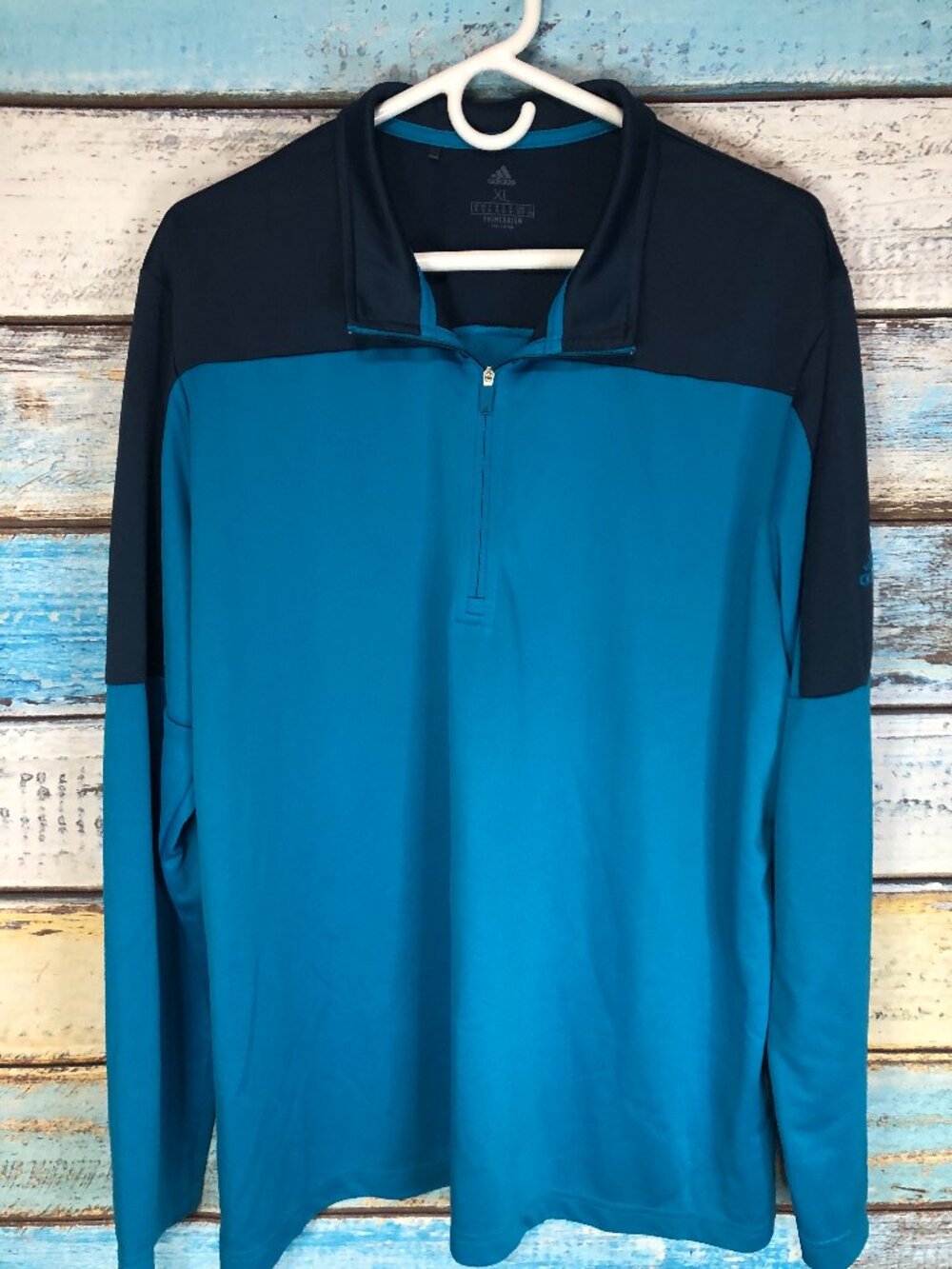 adidas Men Primegreen Colorblock Essentials UPF 1/4 Zip Pullover Running Blue XL